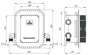 Set de dus incastrat cu baterie termostatica inclusa, titan, Deante, Box Titan