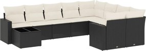 vidaXL Set canapele de grădină cu perne, 10 piese, negru, poliratan