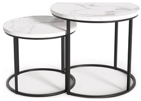 SET 2x măsuță de cafea OREO d. 43/53 cm negru/marmură