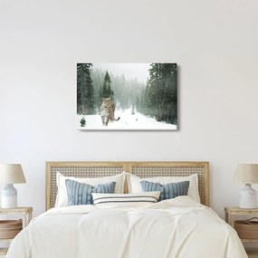 Tablou cu leopard în zăpadă (90x60 cm)