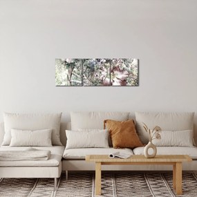 Tablou - Flori pe roata de lemn (cu ceas) (90x30 cm)