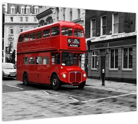 Tablou pe sticlă - Londra cu autobuz (70x50 cm)