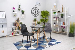 OFERTA Scaun din catifea gri inchis ASTI cu picioare negre Calitatea a II-a