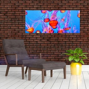 Tablou cu meduse în mare (120x50 cm)