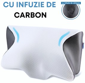 Perna Ortopedica Cervicala din spuma cu memorie si extensii - Cu Infuzie de Carbon