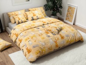 Lenjerie de pat din bumbac CHROMA CATS crem Dimensiune lenjerie de pat: 2 buc 70 x 90 cm | 200 x 220 cm