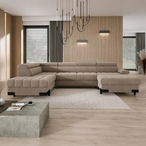 Coltar extensibil cu lada SELVA XL, sezlong stanga, stofa catifelata b