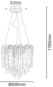 Lustră de cristal pe cablu 9xG9/40W/230V auriu