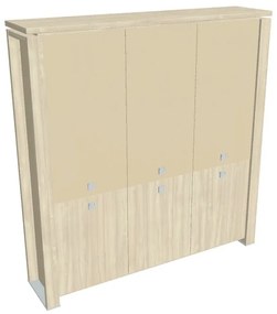 Dulap înalt Verno+ S 200 x 46 x 210 cm, uși combinate, salcâm / vanilie