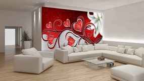 Fototapet - Arta abstractă - inima și flori (152,5x104 cm), în 8 de alte dimensiuni noi