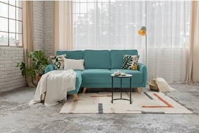 Colțar turcoaz extensibil cu tapițerie din catifea reiată (cu colț variabil) Tori – Bonami Selection