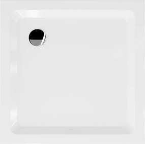 Mexen Flat cabina de duș pătrată slim 70 x 70 cm, albă, sifon crom - 40107070
