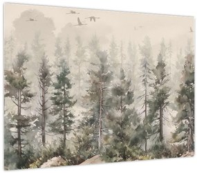 Tablou - Pădurea de pini I., aquarel (70x50 cm)