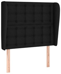 3118382 vidaXL Tăblie de pat cu aripioare, negru, 103x23x118/128 cm, textil