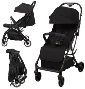 Carucior sport compact cu pliere automata recomandat de la nastere pana la 22 kg Artis Negru, 7 kg