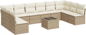 vidaXL Set canapele de grădină cu perne, 11 piese, bej, poliratan
