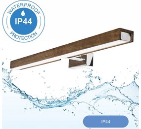 Aplică LED pentru oglindă de baie Brilagi WOODY MIRROR LED/12W/230V IP44 stejar/crom