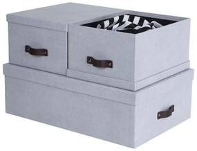 Cutii de depozitare gri-deschis 3 buc. din carton cu capac 31x47x15 cm Inge – Bigso Box of Sweden