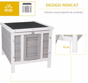 Adapost mic PawHut pentru iepuri, porcusori de Guineea, din lemn, gri | Aosom Romania