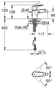 GROHE 23332001 - Baterie pentru bideu BAUEDGE, mărime S, crom lucios