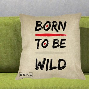 Perna Decorativa Born To Be Wild, 40x40 cm, Crem, Husa Detasabila, Perna Inclusa, BEKZ®