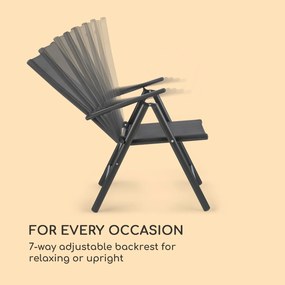 Blumfeldt Almeria Garden Chair, scaun pliabil, set de 2 bucăți, 56,5 x 107 x 68 cm, ComfortMesh, antracit