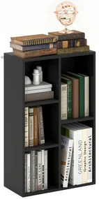 HOMCOM Bibliotecă raft de depozitare 2 niveluri cu 5 compartimente, pentru sufragerie dormitor birou, 50x24x80cm, negru | Aosom Romania