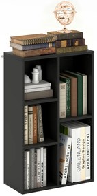 HOMCOM Bibliotecă raft de depozitare 2 niveluri cu 5 compartimente, pentru sufragerie dormitor birou, 50x24x80cm, negru | Aosom Romania