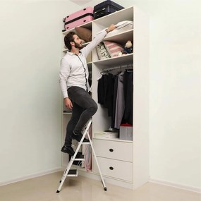 Scarǎ pliabilă STEP, 3 trepte, max. 150 kg, alb/negru SongmicsHome