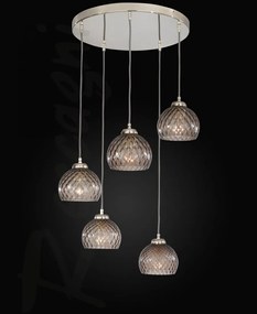 Lustra moderna cu 5 pendule design italian 10003 fumuriu