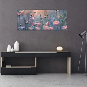 Tablou - Flori în culori pastelate (120x50 cm)