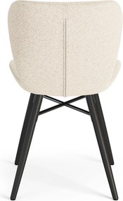 MAZZONI EXPORT ALTEA Crem (țesătură Monza 90) / picioare negre – SCAUN MODERN TAPIȚAT CU BOUCLÉ PENTRU LIVING, SUFRAGERIE ȘI BUCĂTĂRIE