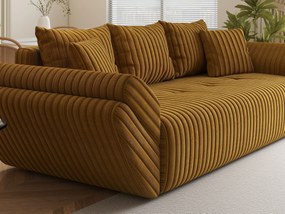 Canapea extensibilă dumonde cu ladă de depozitare si sezut confortabil din spuma high-density, Berlin Ambience Mustar 250x100 cm