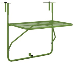 340918 vidaXL Masă de balcon, verde, 60x40 cm, oțel
