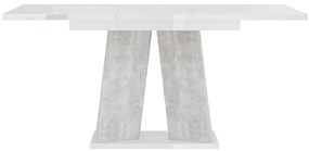 Masă de sufragerie Mulnu (alb lucios + piatră) (pentru 4 până la 6 persoane). 1055227