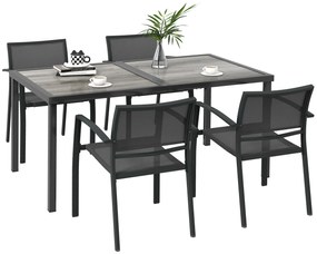 Outsunny Set de Mobilier de Grădină, Set Mobilier Grădină cu 1 Masă, 4 Scaune, 150 x 87 x 72 cm, Gri | Aosom Romania