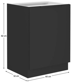 Dulap de bucătarie inferior Sobera 60 D 1F BB (negru). 1096982