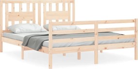 vidaXL Cadru de pat cu tăblie, 160x200 cm, lemn masiv