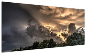 Tablou cu nori și pădure (120x50 cm)