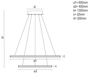 Candelabru LED dimmabil suspendat pe cablu LED/150W/230V 3000-6500K + telecomandă