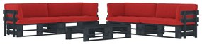 3067015 vidaXL Set mobilier paleți cu perne, 6 piese, negru, lemn pin tratat