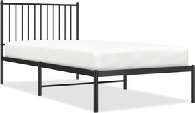 vidaXL Cadru pat metalic cu tăblie, negru, 90x200 cm