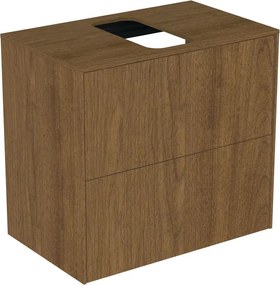 Dulap baza suspendat Ideal Standard Atelier Conca 2 sertare si blat cu decupaj central 60 cm finisaj nuc inchis