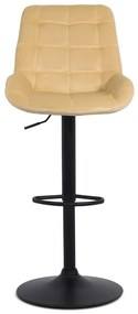 Scaun de bar crem ABS 145 din catifea cu bază metalică reglabilă