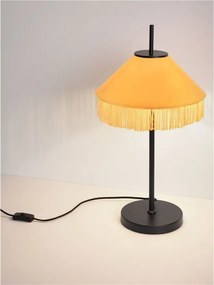 Veioza cu abajur din catifea si franjuri galben mustar VELVY