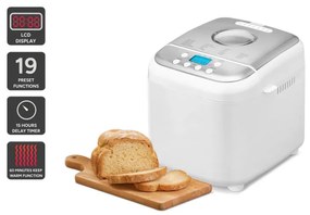Masina de facut paine Crown CBM-6511, 600W, 1L, 19 programe, Timer, Afisaj LCD, Memorie, Alb