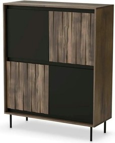 Comoda SWING KM-2, nuc/negru, PAL laminat/metal, 102x40x128 cm