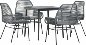 vidaXL Set de sufragerie de grădină 5 piese sticlă poliratan gri