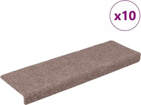 vidaXL Covorașe autoadezive pentru scări, 10 buc., 65x21x4 cm, margini dreptunghiulare, maro deschis