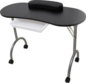 vidaXL Masă pliabilă pentru manichiură cu roți, negru